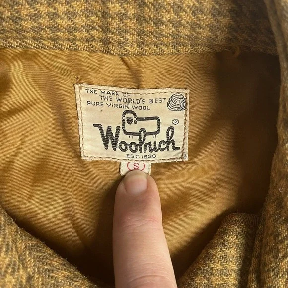 Vintage‎ 70's Woolrich Wool Blend Collared Shirt Jacket Small 4 Pockets Beige